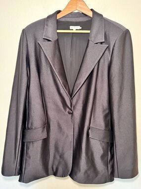 Good American Single-Button Scuba Blazer Black Women’s 5 Tailored Stretch Jacket